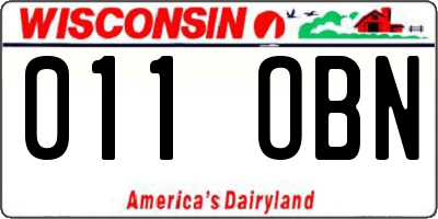 WI license plate 011OBN