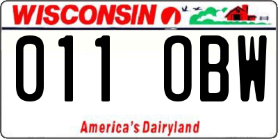 WI license plate 011OBW