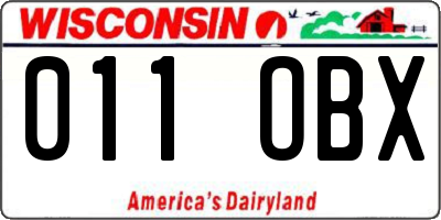 WI license plate 011OBX