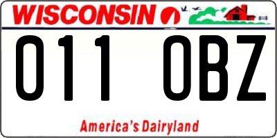 WI license plate 011OBZ