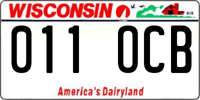WI license plate 011OCB