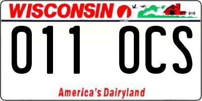 WI license plate 011OCS