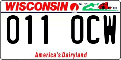 WI license plate 011OCW