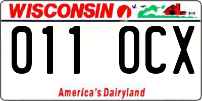 WI license plate 011OCX