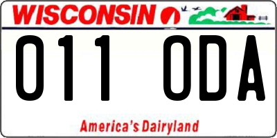 WI license plate 011ODA