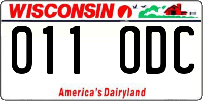 WI license plate 011ODC