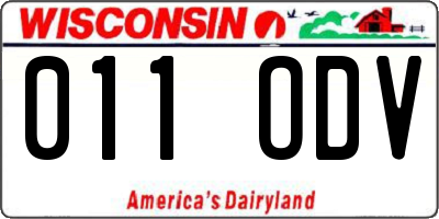 WI license plate 011ODV