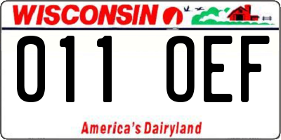 WI license plate 011OEF