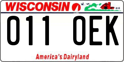 WI license plate 011OEK