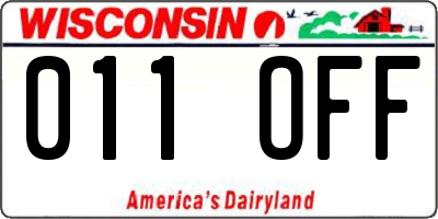 WI license plate 011OFF