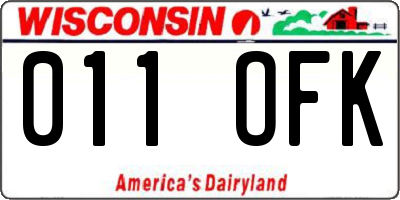 WI license plate 011OFK
