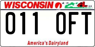 WI license plate 011OFT