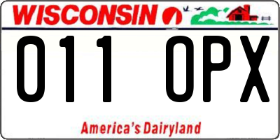 WI license plate 011OPX