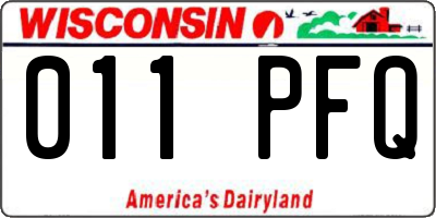 WI license plate 011PFQ