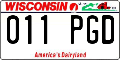 WI license plate 011PGD