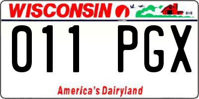 WI license plate 011PGX