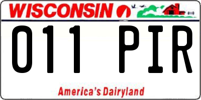 WI license plate 011PIR