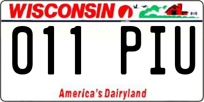 WI license plate 011PIU