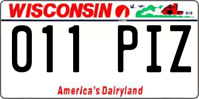 WI license plate 011PIZ
