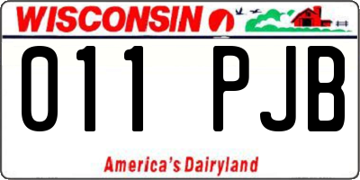 WI license plate 011PJB