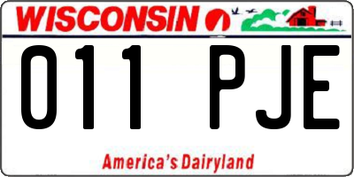 WI license plate 011PJE
