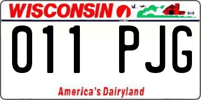 WI license plate 011PJG