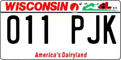 WI license plate 011PJK