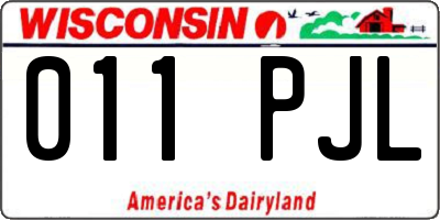 WI license plate 011PJL
