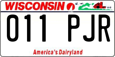 WI license plate 011PJR