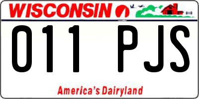 WI license plate 011PJS