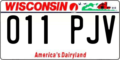 WI license plate 011PJV