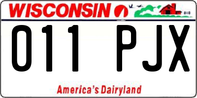 WI license plate 011PJX