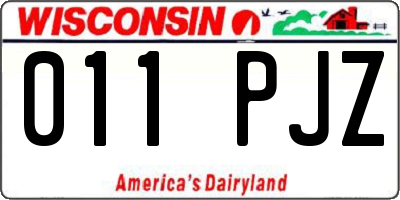 WI license plate 011PJZ