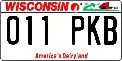 WI license plate 011PKB