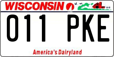 WI license plate 011PKE