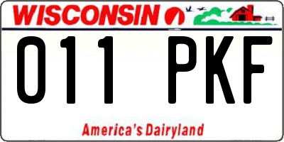 WI license plate 011PKF