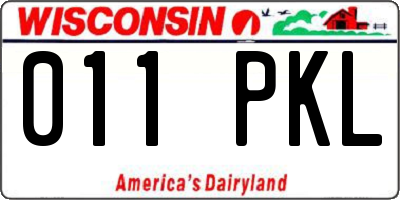 WI license plate 011PKL