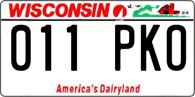 WI license plate 011PKO