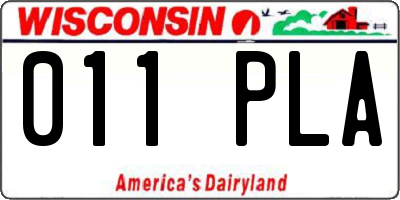 WI license plate 011PLA
