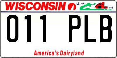 WI license plate 011PLB