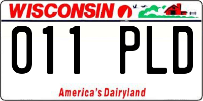 WI license plate 011PLD