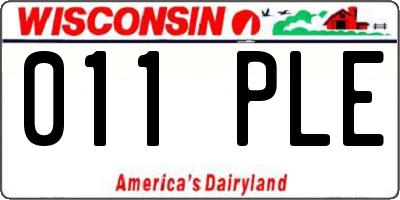 WI license plate 011PLE
