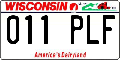 WI license plate 011PLF