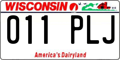 WI license plate 011PLJ