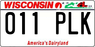 WI license plate 011PLK