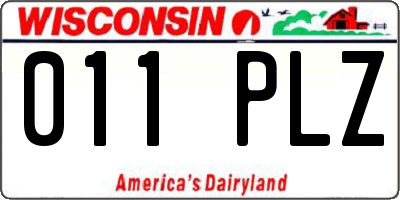 WI license plate 011PLZ