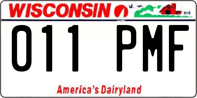 WI license plate 011PMF
