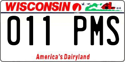 WI license plate 011PMS