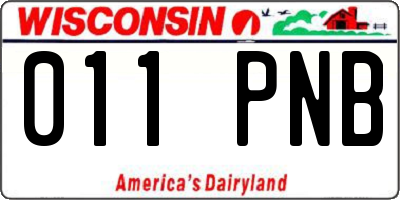 WI license plate 011PNB