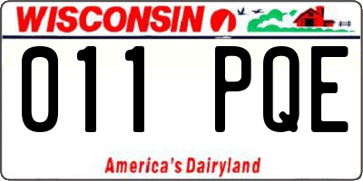 WI license plate 011PQE